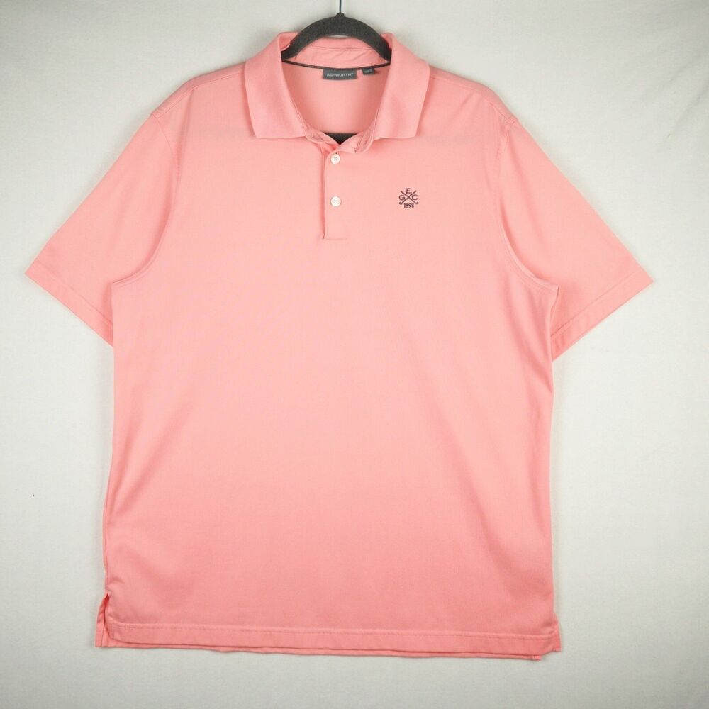 Evanston Golf Club Polo Shirt Mens L Pink Ashworth Performance Tech Dry Stretch - Picture 2 of 11